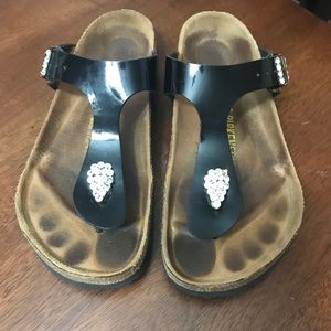 Birkenstock Gizeh (Black with Swarovski Crystals)